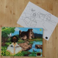 Jedem Puzzle ist auch noch einmal ein Blatt mit selbem Motiv zum selbst ausmalen beigelegt.
